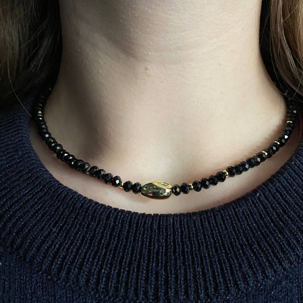 Чокер з натурального каменю чорний турмалін mrii1_1644 фото